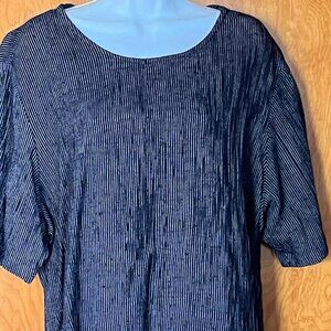 Pebble Rayon Women's black top with fine white  stripes - XL